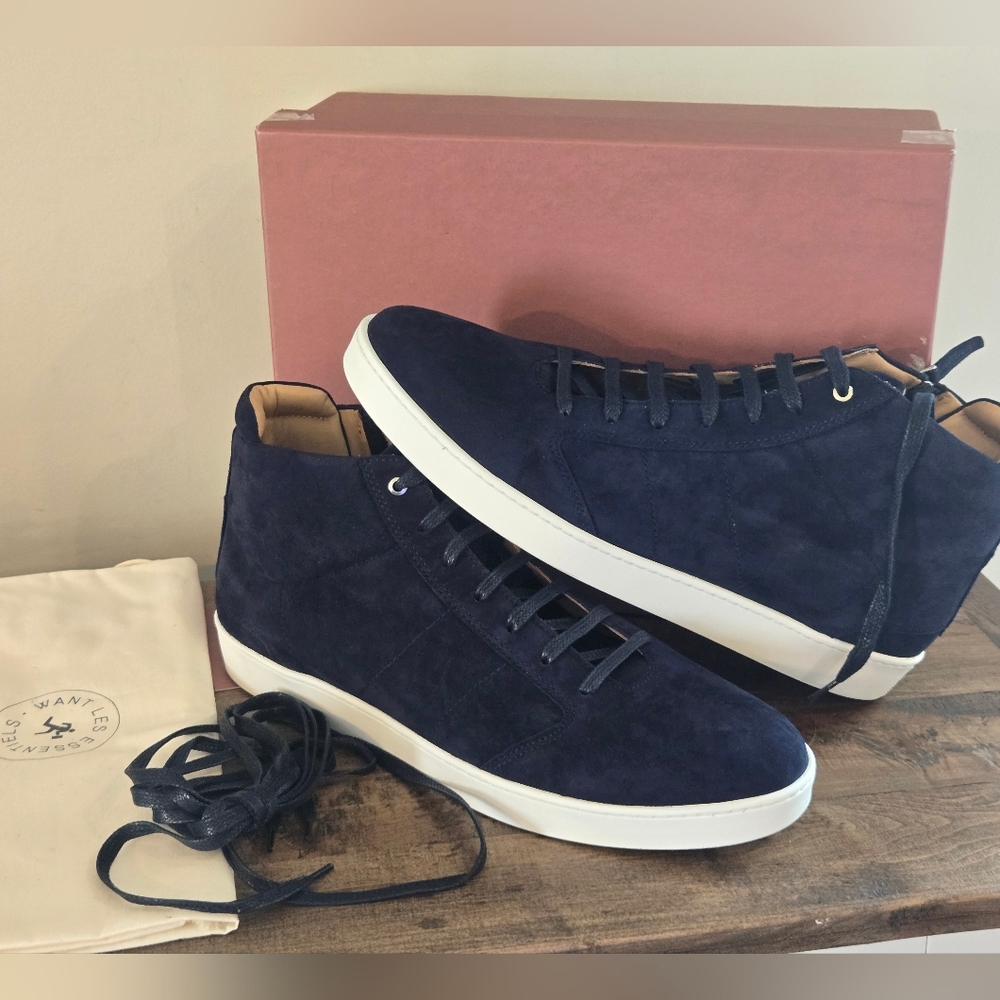 WANT Les Essentiels Lennon Mid 0812 Navy SUEDE Sneakers Size 46